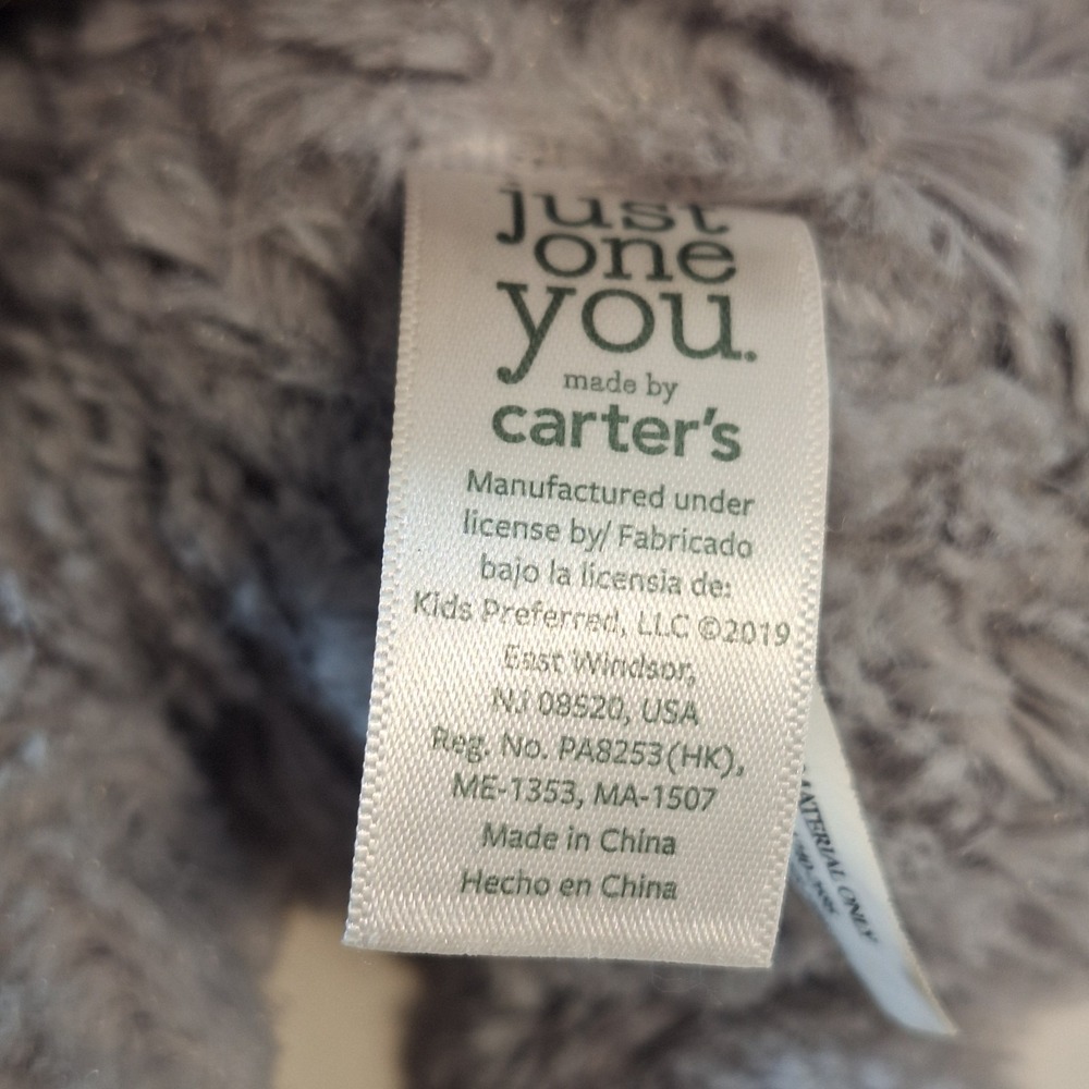 Carter's Just One You  Avocado / Hippo/ Gray Bear Plush Stuffed Animal Toy‎ 9" - Picture 8 of 8